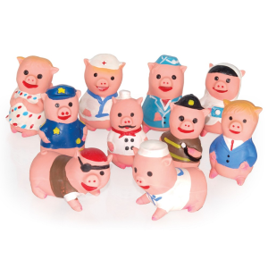 Minigrisar i olika yrke, latex med pip, 10-pack