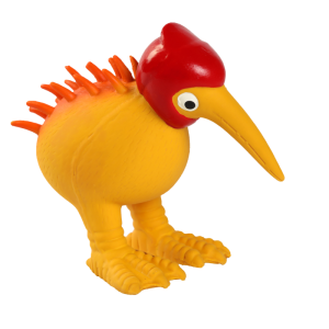 Kiwifågel i latex med röd hjälm, orange