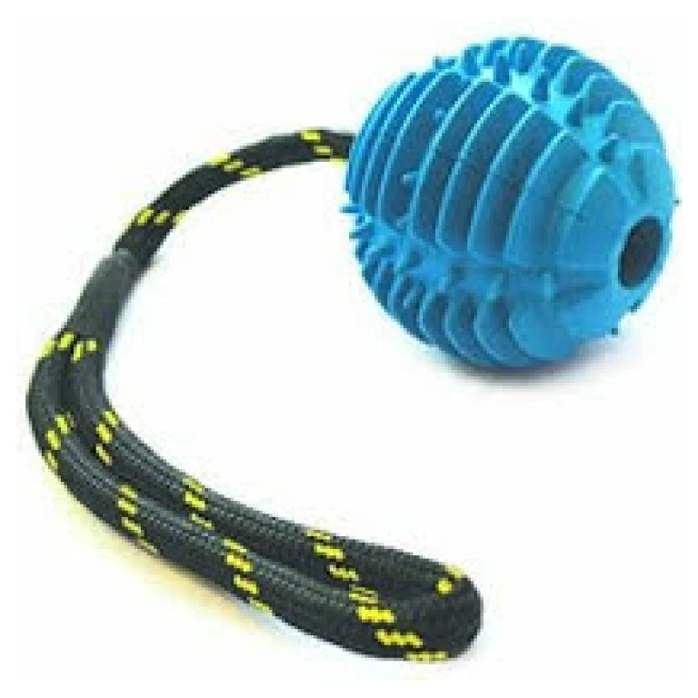 Tough Toys – Gummiboll med rep i mixade färger - Bild 3