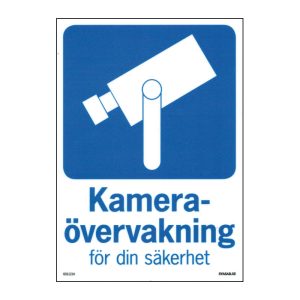 Kameraövervakningsskylt – För din säkerhet – A4-storlek – hårdplast