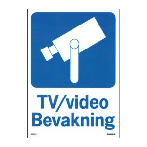Kameraövervakningsskylt – TV-video Bevakning – A4-storlek – hårdplast