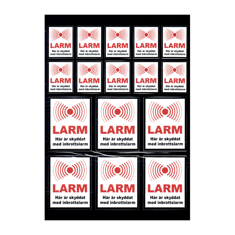 10-pack larmdekaler ark med vit bakgrund – klister baksida - Bild 2