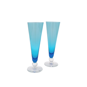 Champagneglas i blått glas (2-pack)