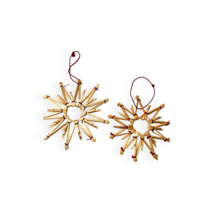 Julgranshänge i halm stjärna nr.2 (2-pack)